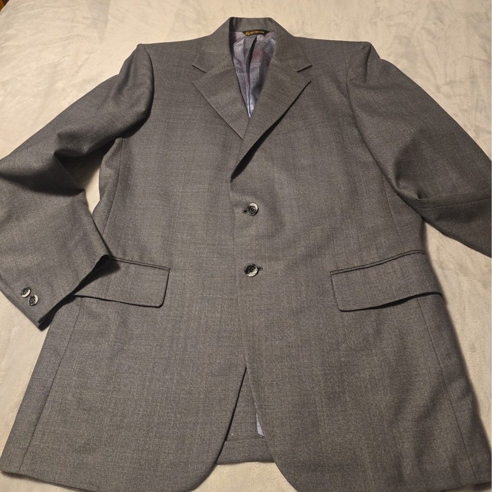 Vintage Curlee Blazer Mens 42 Single Breasted Sport coat Gray Jacket